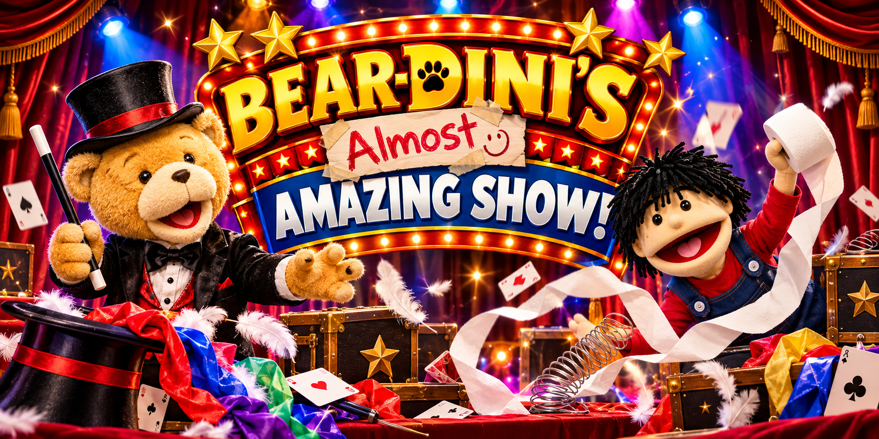 Bear-Dini-Almost-Amazing-Show-Logo-Sign-Fun-FIlled-Entertainment